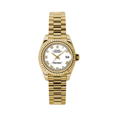 Rolex Datejust Lady Gold 26mm Fluted President 179178 Wrp