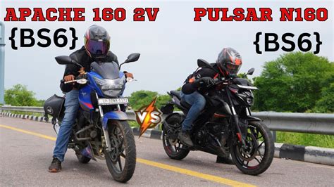 Bajaj Pulsar N160 BS6 Vs Tvs Apache 160 2V BS6 Drag Race YouTube