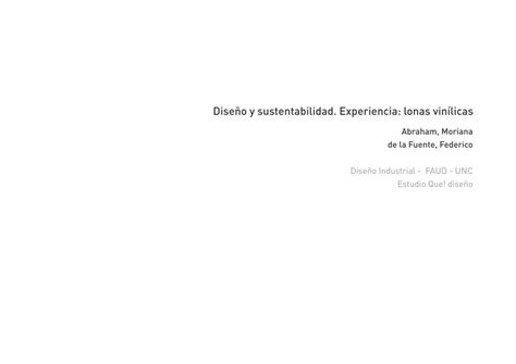 Pdf Dise O Y Sustentabilidad Experiencia Lonas Vin Licas Caso De