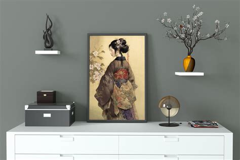 Japanese Geisha Wall Art Stunning Watercolor Geisha Decor Etsy