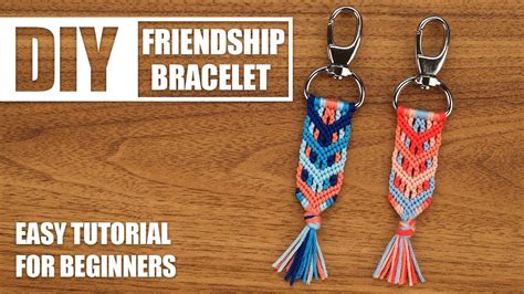 Chevron Rainbow Summer Fishbone Friendship Bracelet Knotted Keychain