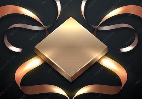 3D Luxury Golden Square Ribbon Elements Graphic By Phochi Creative