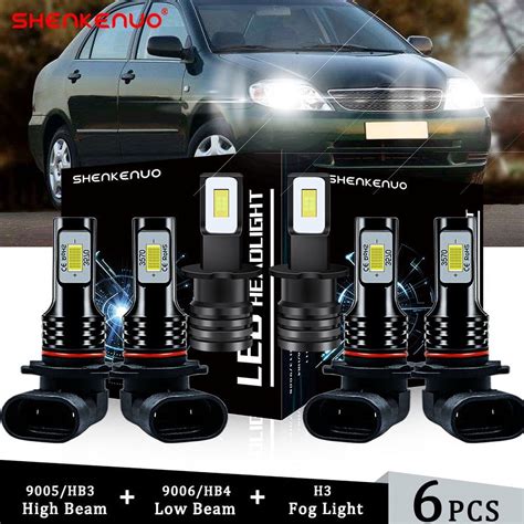 For Toyota Corolla 2001 2002 2003 2004 6000K 9005 9006 LED Headlight