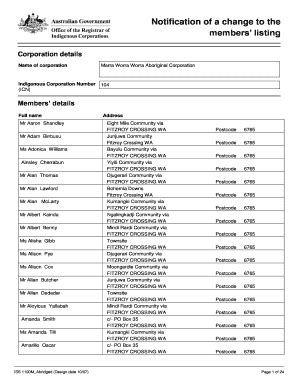 Fillable Online Notification Of A Change To The Members Listing