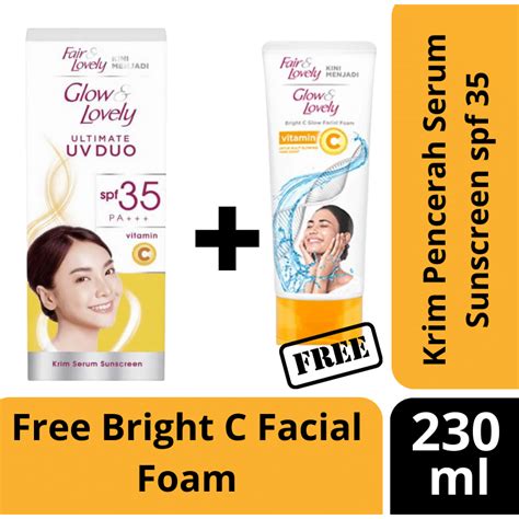 Jual Glow Lovely Ultimate Uv Duo Spf35 Vitamin C 40g Free Facial