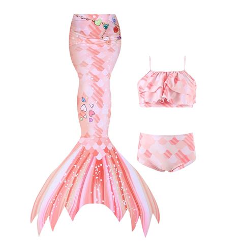 Boomny Girl S Swimsuit Sleeveless Casual Colorful Fish Scale Printed Piece Tail Bikini Set
