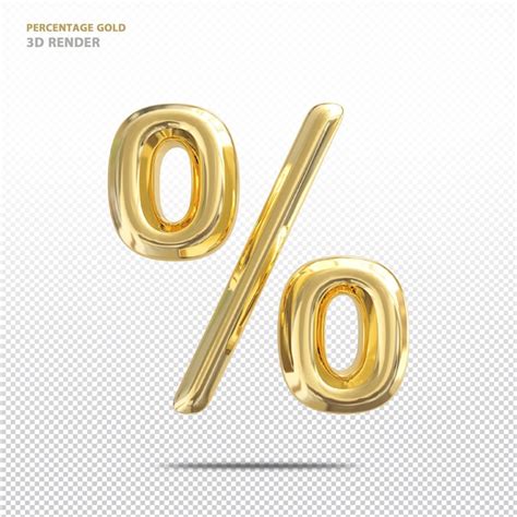 Premium Psd Gold Percentage 3d Render Luxury