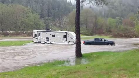 Trailer Pulled From Flooded Camp Grounds After Owner Woke Up With