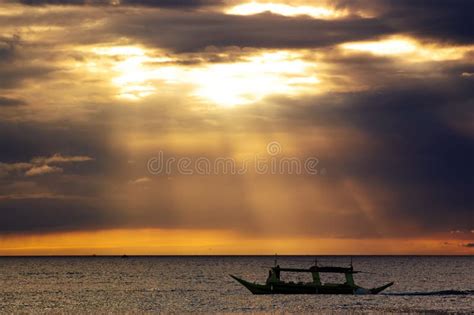 Ocean sunset landscape stock image. Image of vessel, orange - 21851951