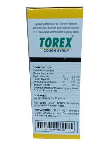 Torex Cough Syrup, Bottle Size: 60 ml at Rs 52/box in Bareilly | ID: 27284746330