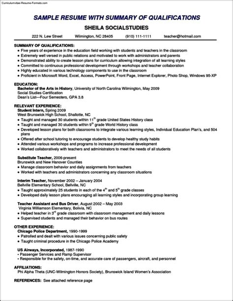 Resume Summary Template - Free Samples , Examples & Format Resume ...