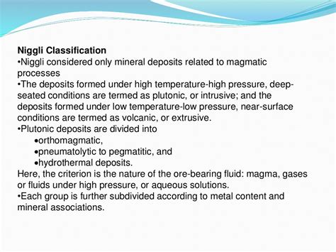 Classification of ore deposits