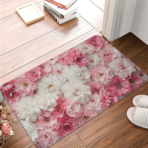 White Flowers Kitchen Mats Non Slip Durable Bathroom Temu Canada