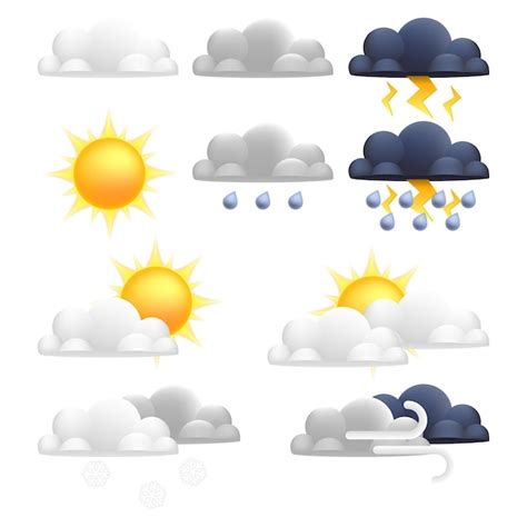 Coleção De ícones 3d Dos Desenhos Animados Para A Névoa Do Sol Chuva