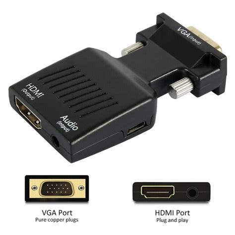 Technotech VGA to HDMI Converter With Audio Full HD VGA to HDMI Adapter With Video Output 1080P ...