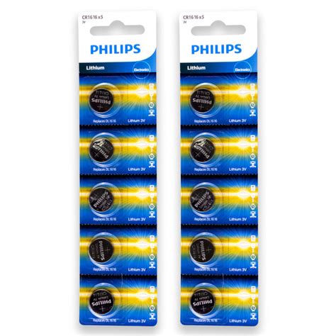 10 Pilhas Philips Cr1616 3v Bateria Original 2 Cartelas Leroy Merlin