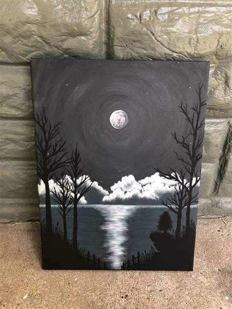 Stunning Acrylic Moon Painting