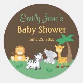 Safari Baby Shower Stickers Zazzle