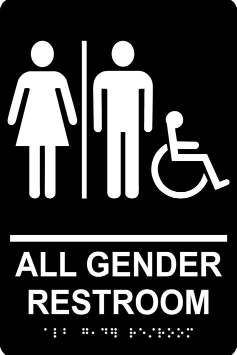 All Gender Restroom Sign 6x 9 Tactile Wall Sign Grade