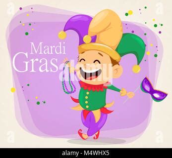 Mardi Gras Jester Holding Halsketten F R Poster Gru Karten Party