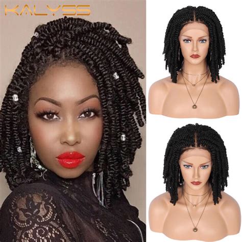 Kalyss 12 Knotless Braided Synthetic Wigs With Baby Hairs 4X4 Lace