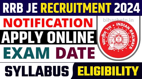 Rrb Je Recruitment Notification Out Apply Online Now For