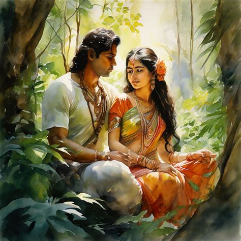 Watercolor illustration of Lord Rama and Sita by Ashutosh Ranjan ...