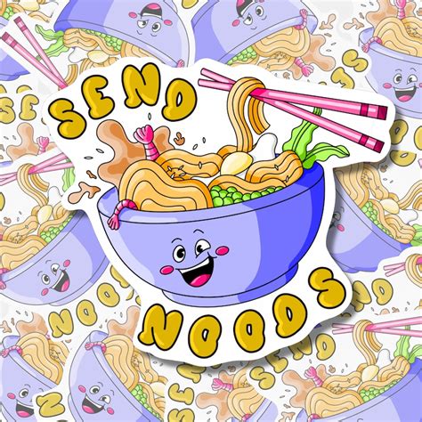 Send Noods Sticker Anime Food Stickers Vinyl Cute Stickers Ramen