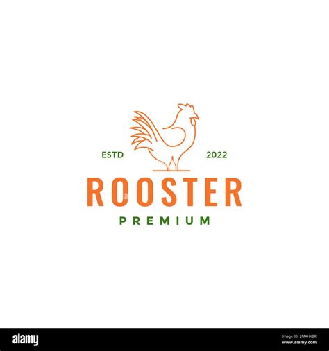 Chicken Rooster Poultry Food Lines Minimal Hipster Logo Design Vector