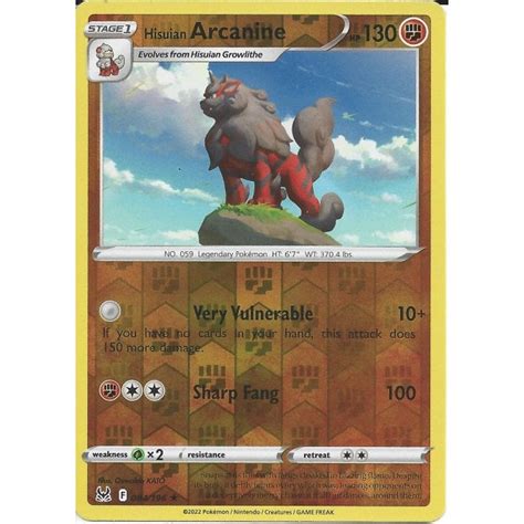 Hisuian Arcanine Pokemon Trading Card Game Trading Card Games