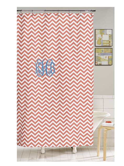 Coral Chevron Shower Curtain American Made Dorm And Home