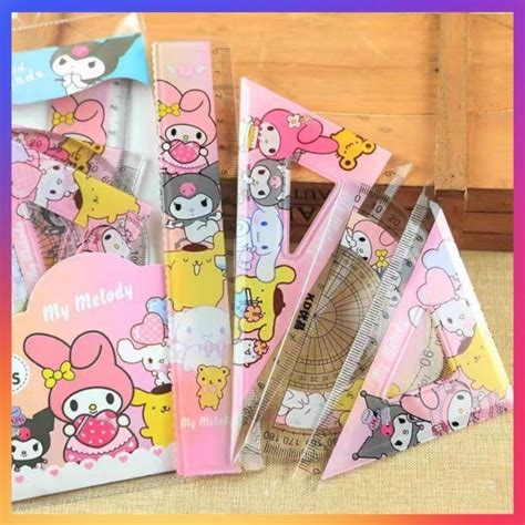 Sanrio Ruler Set Pcs Kuromi Melody Cinnamoroll Stationary School