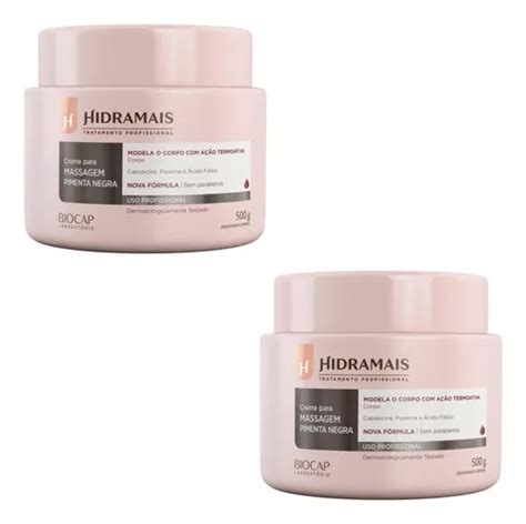 Kit 2 Creme Desodorante Hidramais Massag Pimenta Negra 500g Frete grátis