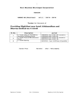 Fillable Online Nmmc Maharashtra Etenders Tender Notice EE Electrical