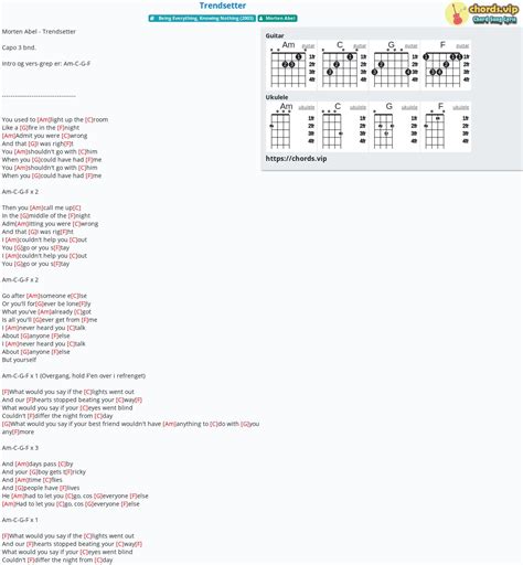 Chord Trendsetter Tab Song Lyric Sheet Guitar Ukulele Chordsvip