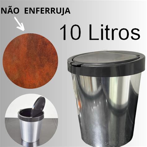 Lixeira Abertura R Pida Cesto Redonda Litros Cor Inox Tampa Click