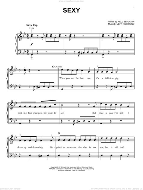 Sexy From Mean Girls The Broadway Musical Sheet Music For Piano Solo