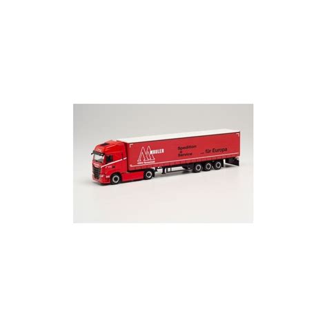 Herpa 314121 Iveco S Way curtain canvas semitrailer Gustav Mäuler