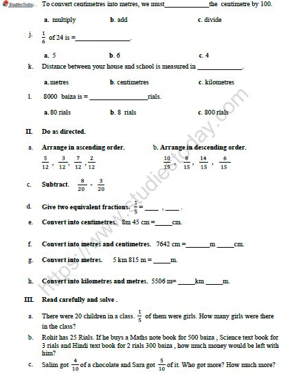 Cbse Class 3 Mathematics Worksheet Set V