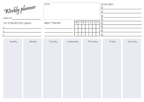 A4 Landscape Weekly Planner Weekly Planner PDF Printable Etsy