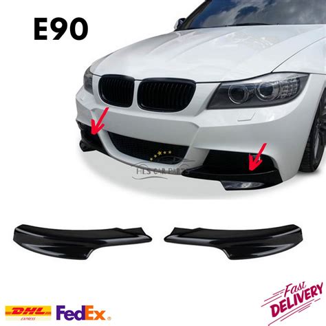 Front Bumper Lip Splitter 2 Pieces For BMW E90 2004 2012 LCI M Technic