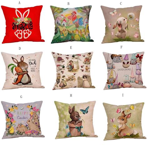 Easter Rabbit Cushion Cover Cute Cartoon Pillow Cover Pillowcase Kawaii