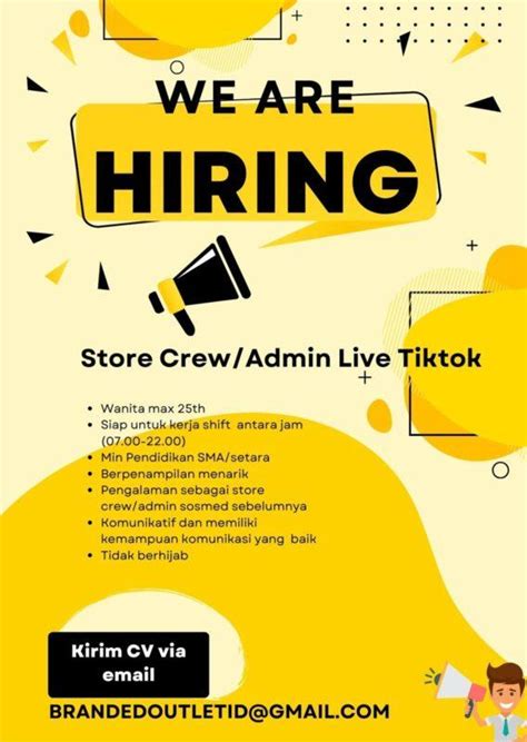 Lowongan Kerja Store Crew Admin Live Tiktok Di Branded Outlet