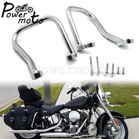 Rear Saddlebag Guard Crash Bar For Harley Softail Heritage Classic Flhc