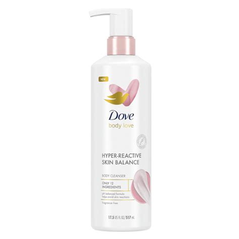 Dove Body Love Hyper Reactive Skin Balance Body Cleanser Fragrance Free Only 12 Ingredients