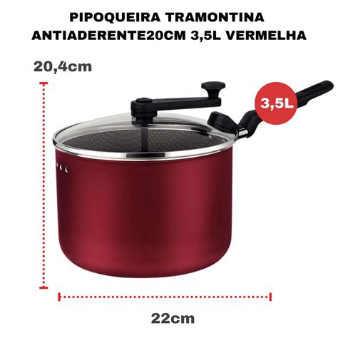 Pipoqueira Panela Tramontina Antiaderente Aluminio Vermelho Cm