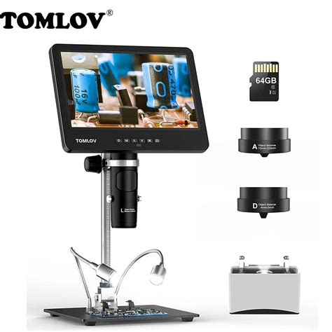 Tomlov Dm601 Mikroskop Kamera Digital 1500x Dreifach Objektiv 7 Ips