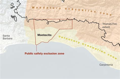 Map of Montecito mudslide - Washington Post