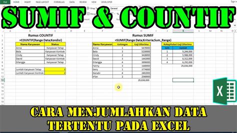 Belajar Cara Menggunakan Fungsi Sumif Dan Countif Untuk Menjumlahkan