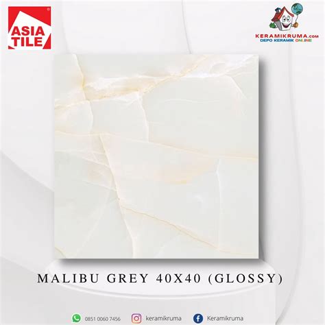 Jual Keramik Lantai Asia Tile 40x40 Malibu Grey Glossy Flat Kilap